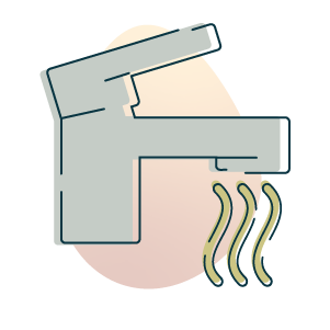 a drawn picture of a sink faucet